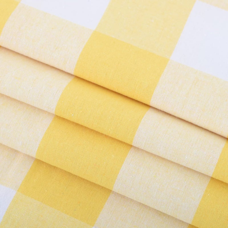 NATUS WEAVER ناتوس ويفر بوفالو الستائر الستائر 45 بوصات الطابق السفلي القطن الصفراء والأبيض غينغهام بلود ألواح نافذة غرفة المعيش  - Image 5