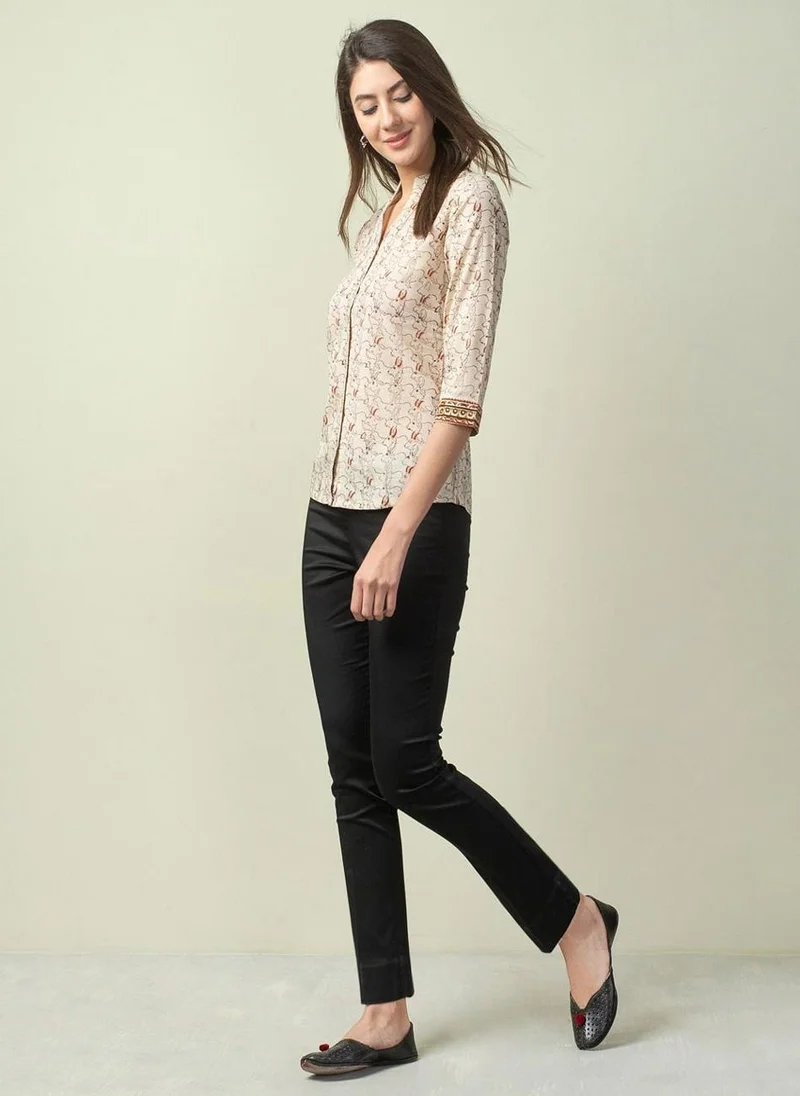 Fabindia Cotton Full Length Formal Slim Stretch Pant