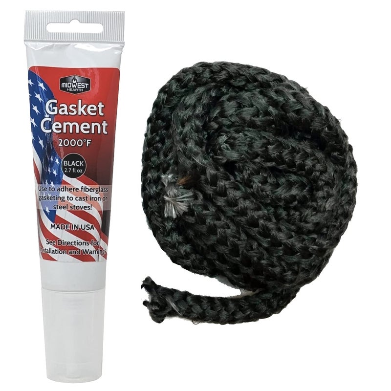 Midwest Hearth Midwest Hearth Wood Stove Replacement Gasket Kit for Woodburning Stoves  Graphite Impregnated Fiberglass Gaskets and Adhesive 12 x 84 Rope  - Image 1