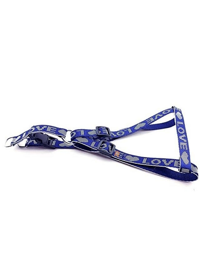 Durable 15Mm Nylon Love Printed 0.5 Inch Harness And Adjustable Leash Harness Set Ideal For Walking And Training Dogs And Puppies (Blue) - Image 5