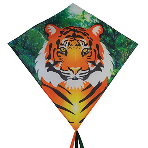 In the Breeze 3279 — Tiger 30-inch Diamond Kite — Single Line — Fun Printed Design, Includes Line and Bag - Image 1