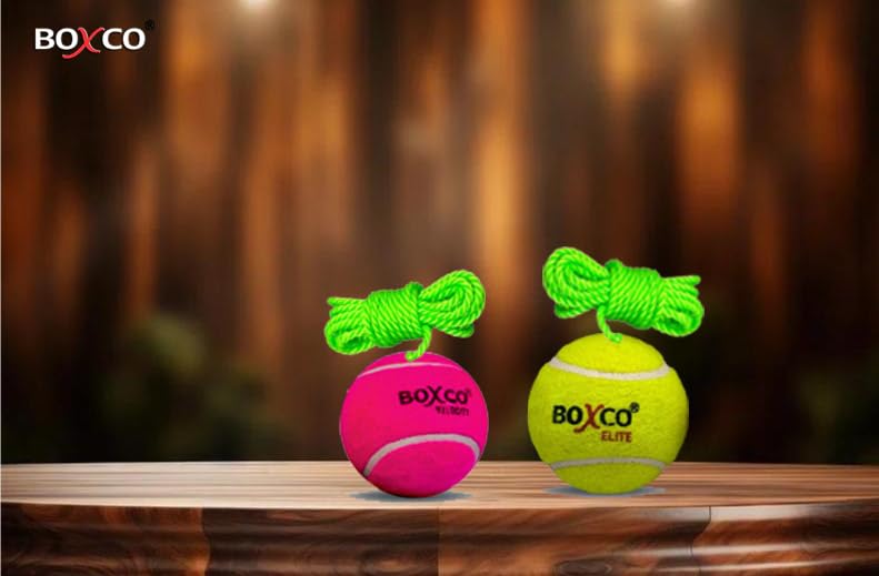 BOXCO Hanging Cricket Practice Balls Set of 2 | Medium & Light Weight Combo | Tennis Cricket Training Ball | Improves Batting Timing & Accuracy - Image 5
