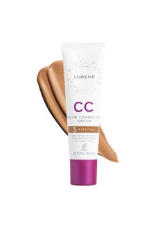 Lumene Lumene Color Correcting CC Cream - Lightweight Foundation - Medium Coverage - Redness Reducing Face Makeup for Glowing Complexion - Vegan Formula + Suitable for All Skin Types - Deep Tan (1 fl oz) 