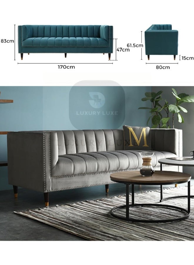 Generic Luxury Luxe Velvet Chesterfield Sofa - 3-Seater Tuxedo Tufted Channel Back Sofa, Mid-Century Modern Velvet Couch for Living Room, Apartment  - Image 2