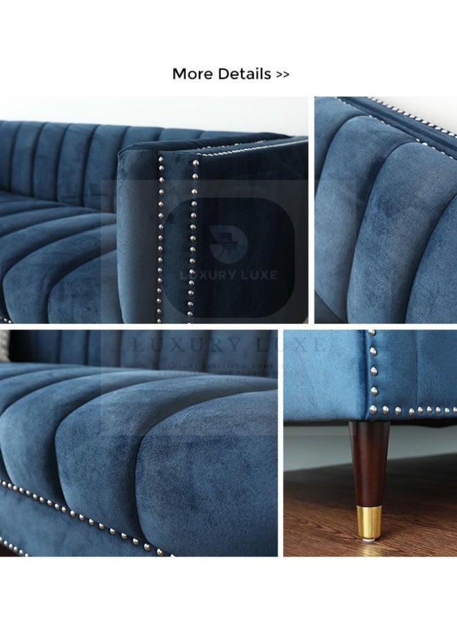 Generic Luxury Luxe Velvet Chesterfield Sofa - 3-Seater Tuxedo Tufted Channel Back Sofa, Mid-Century Modern Velvet Couch for Living Room, Apartment  - Image 4