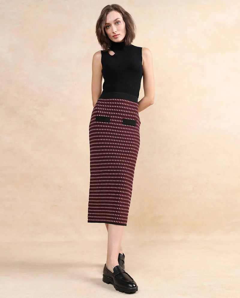 Rareism Women's Relaxed Fit Printed Skirt
