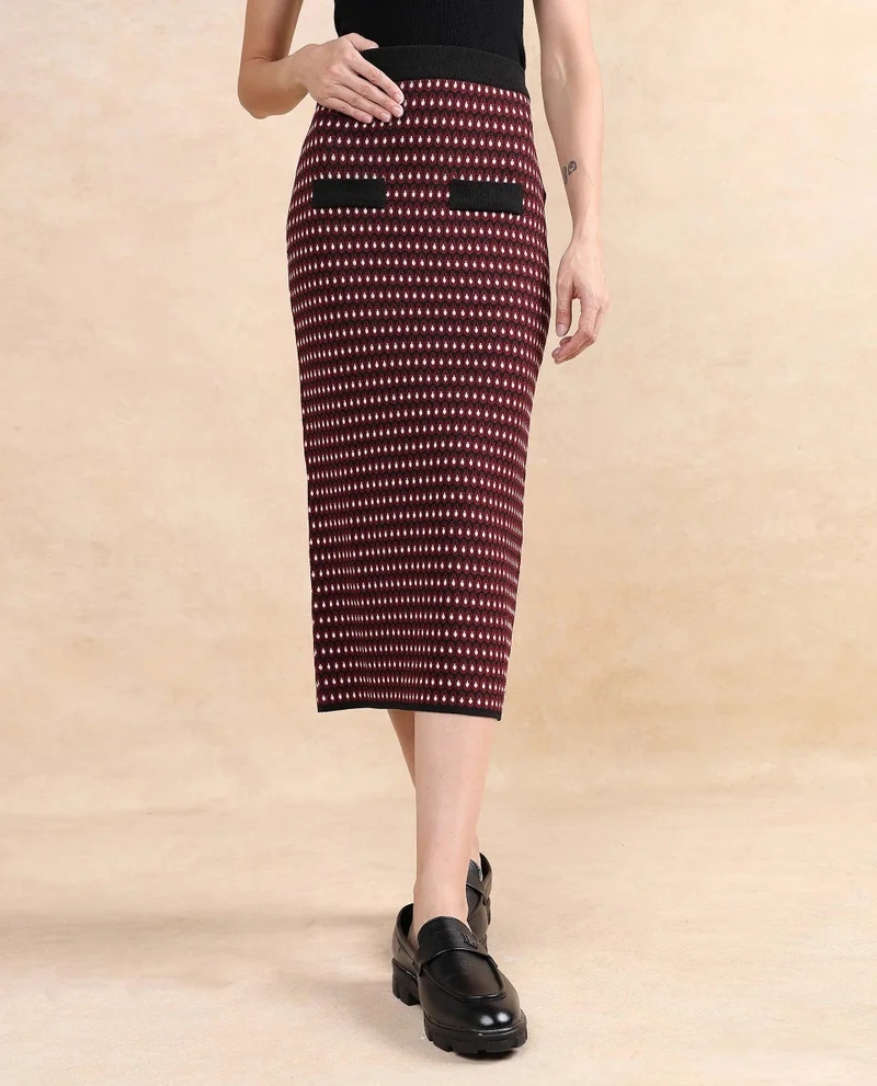 Rareism Women's Relaxed Fit Printed Skirt