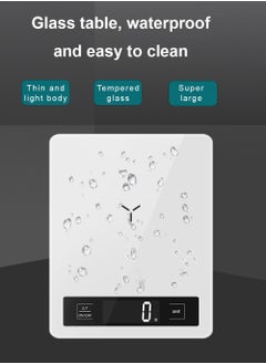 Inder Kitchen Scale Tempered Glass 1-5000g High Precision Sensor Unit Conversion Zero and Tare Function White  - Image 4