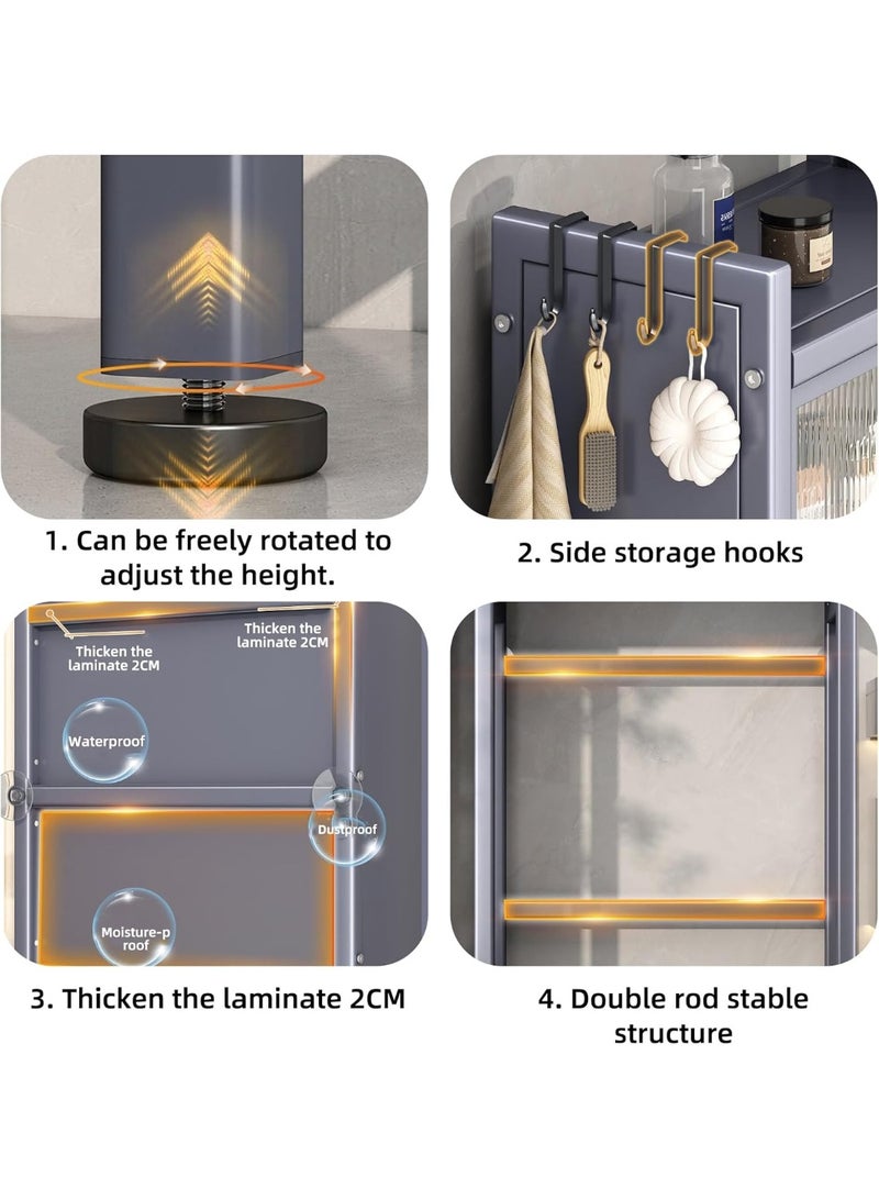 XiuWoo 3 Shelves Drum Washing Machine Rack, Bathroom Corner Stand Storage Organizer Accessories, Free Standing Over Washing Machine Rack, Laundry Shelf, Toilet Storage Cabinet  for Space Saver wih Door - Image 5