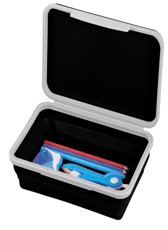 It's Academic Flexi Storage Box with Lid, Collapsible Pencil Case Design for Craft and School Supplies, Black - Image 5