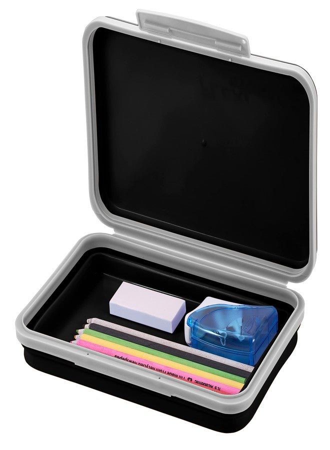 It's Academic Flexi Storage Box with Lid, Collapsible Pencil Case Design for Craft and School Supplies, Black - Image 4