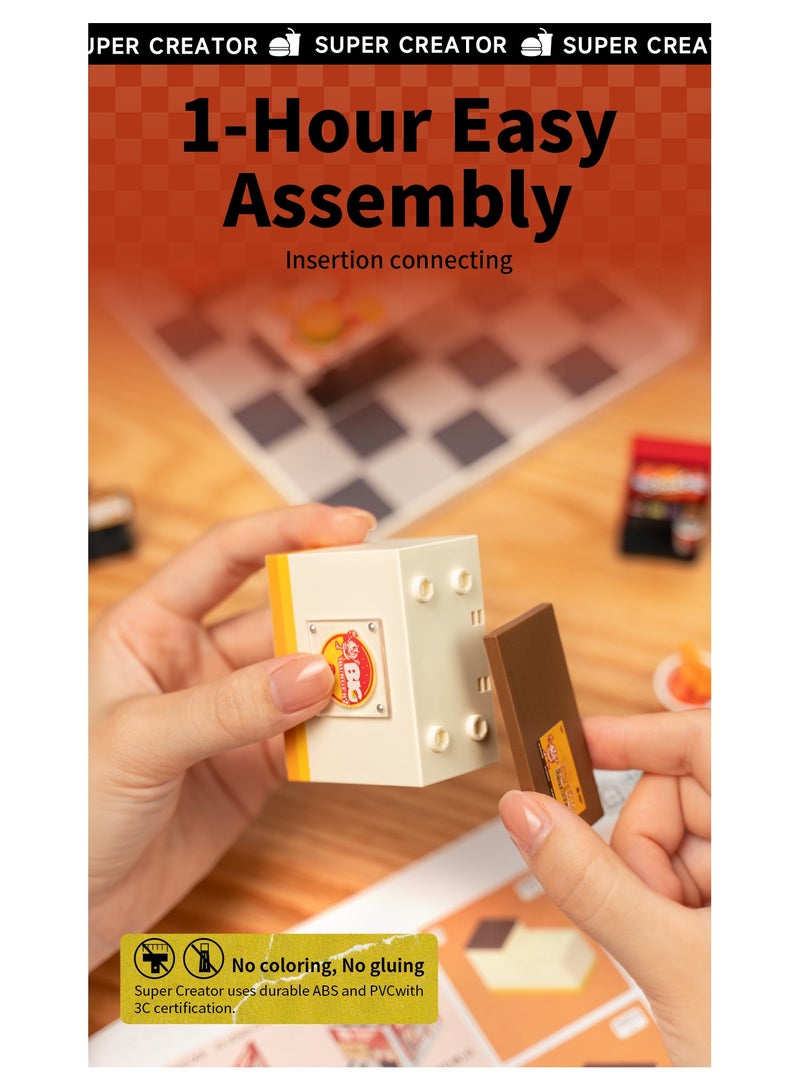 Robotime Rolife Yum Yum Burgers DW010 DIY Plastic Miniature Dollhouse with Realistic Design, Decorative DIY Crafts/Birthday Gifts/Home Decor, Ideal Gift for Girls & Boys, Teens & Adults - Image 5