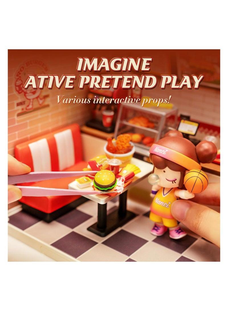 Robotime Rolife Yum Yum Burgers DW010 DIY Plastic Miniature Dollhouse with Realistic Design, Decorative DIY Crafts/Birthday Gifts/Home Decor, Ideal Gift for Girls & Boys, Teens & Adults - Image 3