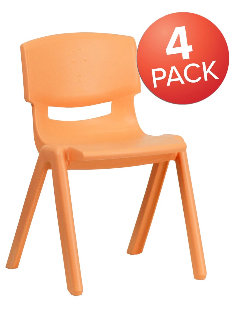 فنز  4 قطع من كراسي التعلم البلاستيكية القابلة للتكديس من فنز للأطفال، 42 × 38 × 61 سم، الكرسي المثالي لغرف اللعب والمدارس ودور الحضانة والمنزل، برتقالي - Image 2