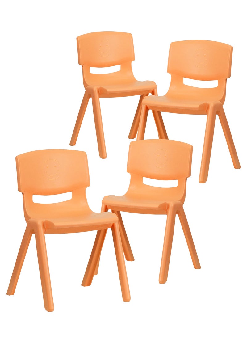 فنز  4 قطع من كراسي التعلم البلاستيكية القابلة للتكديس من فنز للأطفال، 42 × 38 × 61 سم، الكرسي المثالي لغرف اللعب والمدارس ودور الحضانة والمنزل، برتقالي - Image 1