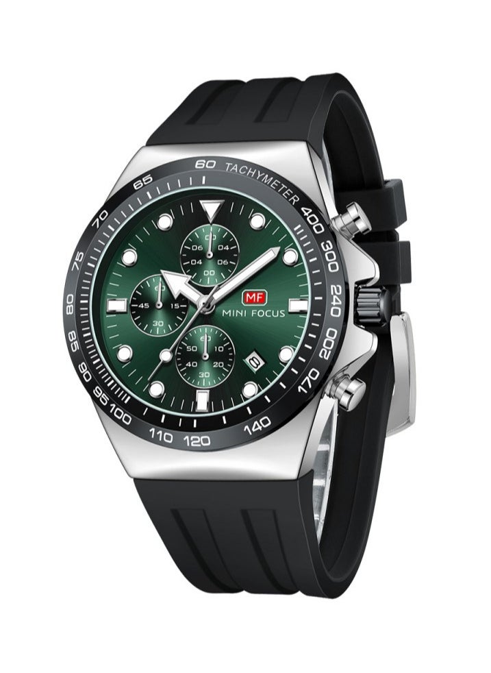 MINI FOCUS Mini Focus Men's Sport Watch with Green Dial & Silver-Tone Case MF0488G  - Image 2