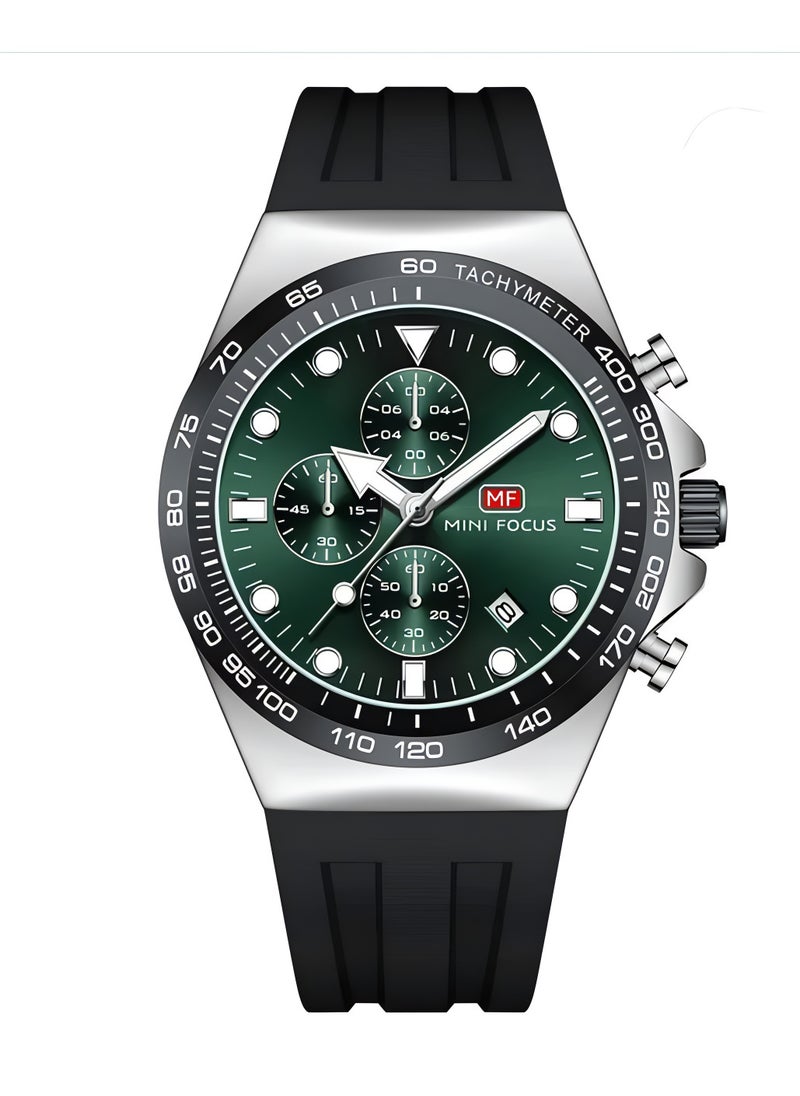 MINI FOCUS Mini Focus Men's Sport Watch with Green Dial & Silver-Tone Case MF0488G  - Image 1