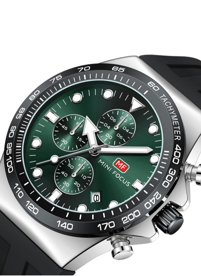 MINI FOCUS Mini Focus Men's Sport Watch with Green Dial & Silver-Tone Case MF0488G  - Image 3