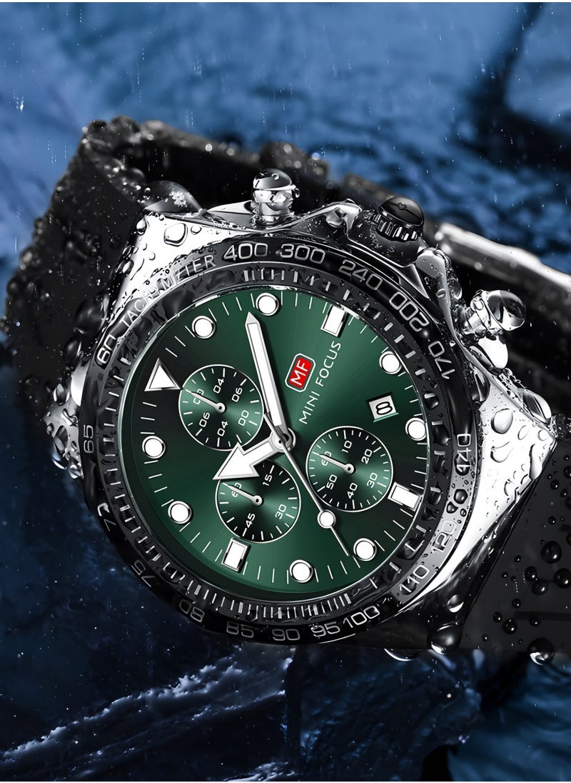 MINI FOCUS Mini Focus Men's Sport Watch with Green Dial & Silver-Tone Case MF0488G  - Image 4