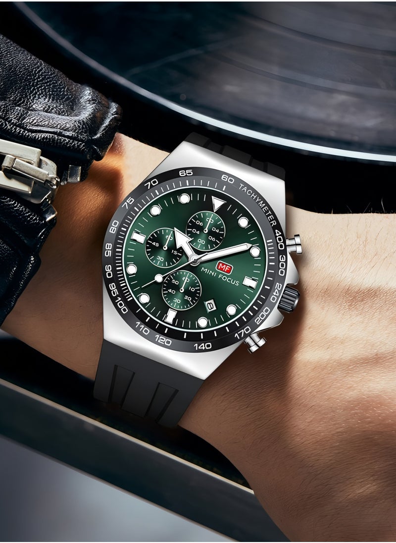 MINI FOCUS Mini Focus Men's Sport Watch with Green Dial & Silver-Tone Case MF0488G  - Image 5
