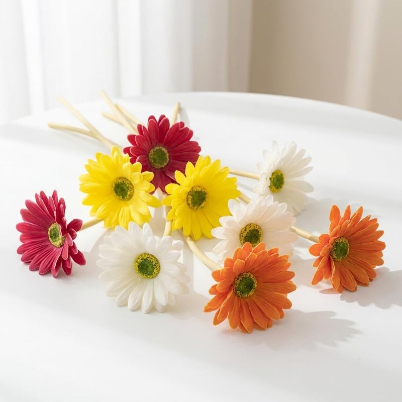 Decor & More ديكور آند مور 4 قطع باقة زهور ديزي صناعية | زهور صناعية للزينة | زهور للمزهرية | مثالية للمنزل والحفلات والزفاف والمطعم (متعددة الألوان) - Image 5
