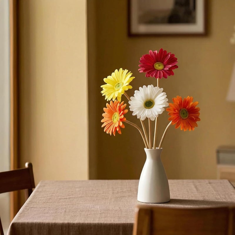 Decor & More ديكور آند مور 4 قطع باقة زهور ديزي صناعية | زهور صناعية للزينة | زهور للمزهرية | مثالية للمنزل والحفلات والزفاف والمطعم (متعددة الألوان) - Image 3