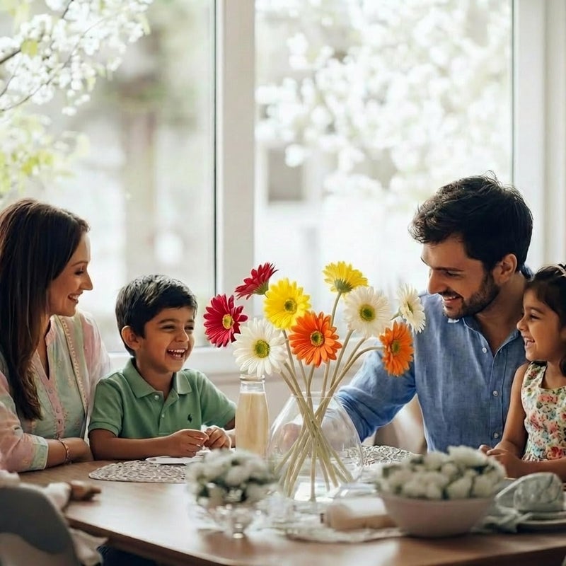 Decor & More ديكور آند مور 4 قطع باقة زهور ديزي صناعية | زهور صناعية للزينة | زهور للمزهرية | مثالية للمنزل والحفلات والزفاف والمطعم (متعددة الألوان) - Image 4