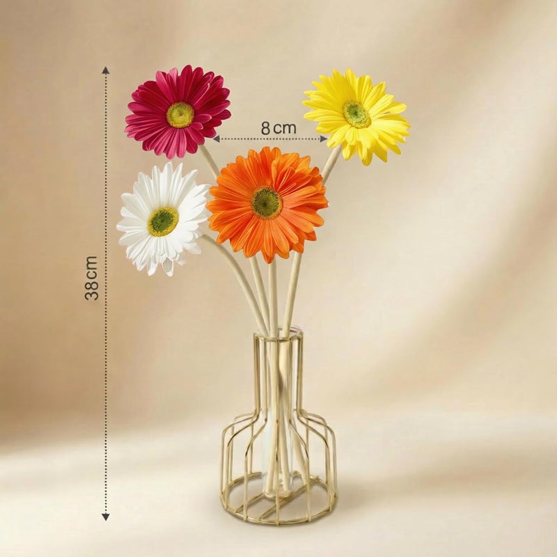 Decor & More ديكور آند مور 4 قطع باقة زهور ديزي صناعية | زهور صناعية للزينة | زهور للمزهرية | مثالية للمنزل والحفلات والزفاف والمطعم (متعددة الألوان) - Image 2
