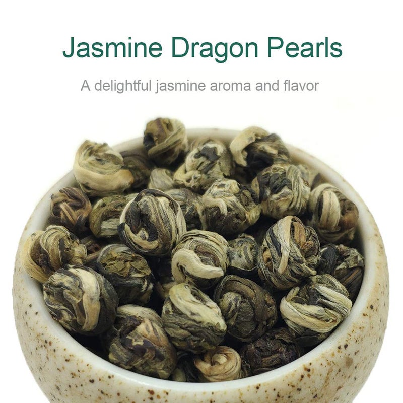 FullChea - Jasmine Pearl Tea - Jasmine Dragon Pearls - Loose Leaf Green Tea - Jasmine Green Tea with Delightful Aroma 4oz / 113g - Image 2
