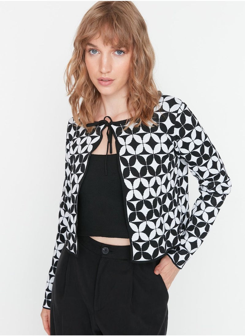 trendyol Patterned Tie Detail Cardigan  - Image 1