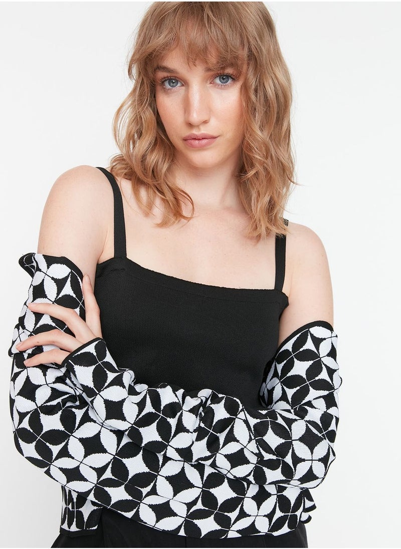 trendyol Patterned Tie Detail Cardigan  - Image 2