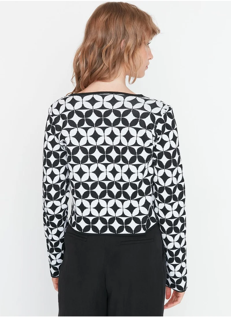 trendyol Patterned Tie Detail Cardigan