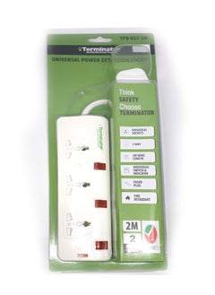 Terminator Universal Power Extension 3 Way Sockets 2Meter Cable  - Image 1