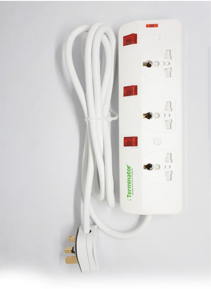 Terminator - Universal Power Extension 3 Way Sockets 2Meter Cable - Image 1