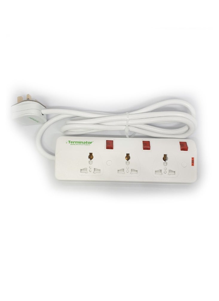 Terminator - Universal Power Extension 3 Way Sockets 2Meter Cable - Image 1