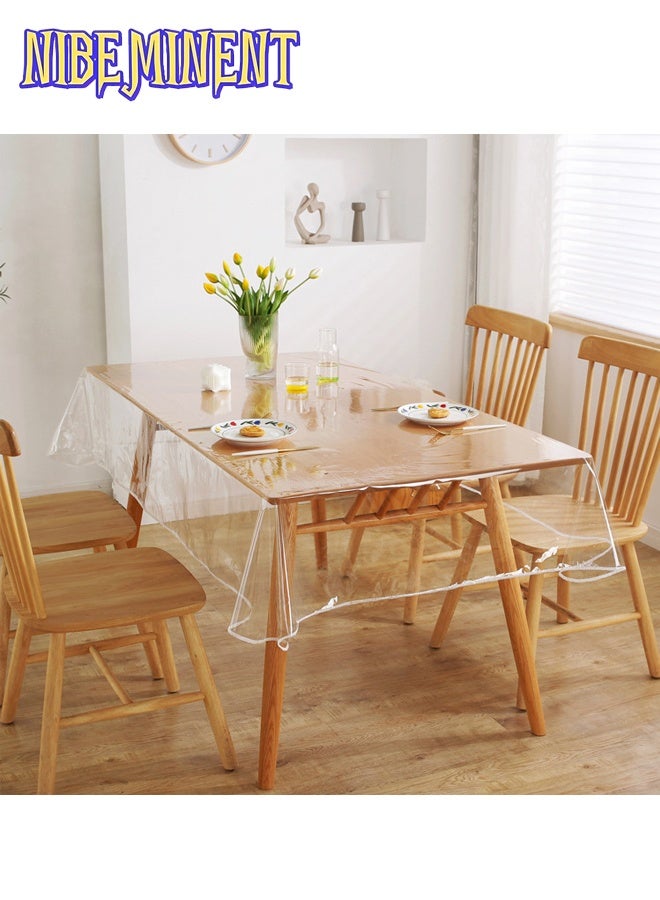 NIBEMINENT Tablecloth|0.13mm Transparent PVC Waterproof and Oil-Proof Dining Table Cloth Coffee Table Cloth TV Counter Cloth 140cm*180cm - Image 2