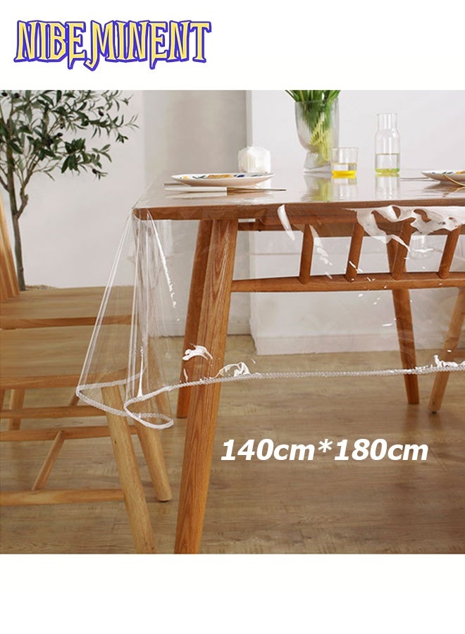 NIBEMINENT Tablecloth|0.13mm Transparent PVC Waterproof and Oil-Proof Dining Table Cloth Coffee Table Cloth TV Counter Cloth 140cm*180cm - Image 1