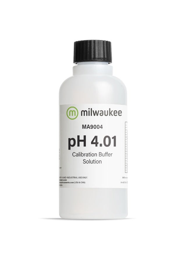 Milwaukee MA9004 pH 4.01 Buffer Calibration Solution 230ml for pH Meter Accuracy
