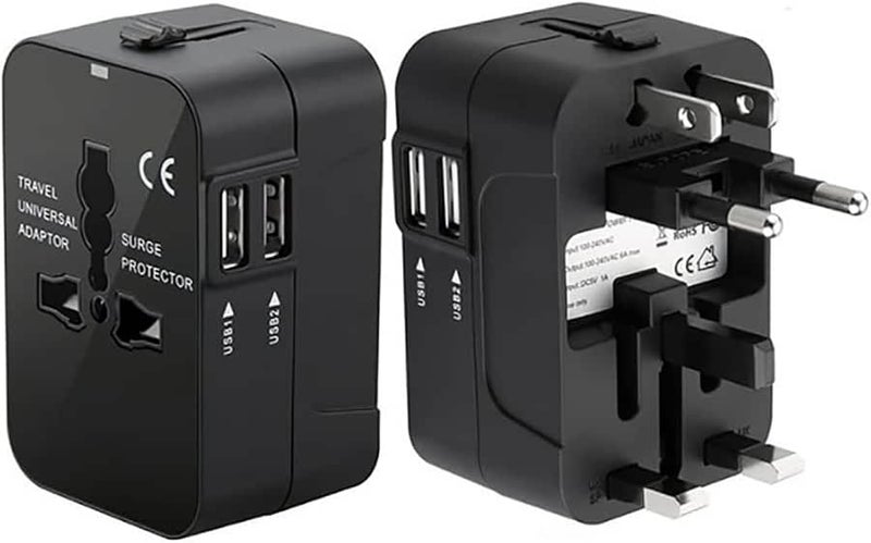 GQ International Travel Adapter, Global All-in-One Universal Plug Adapter,180+ Countries Compatible, 2PCS 2.1A USB Ports