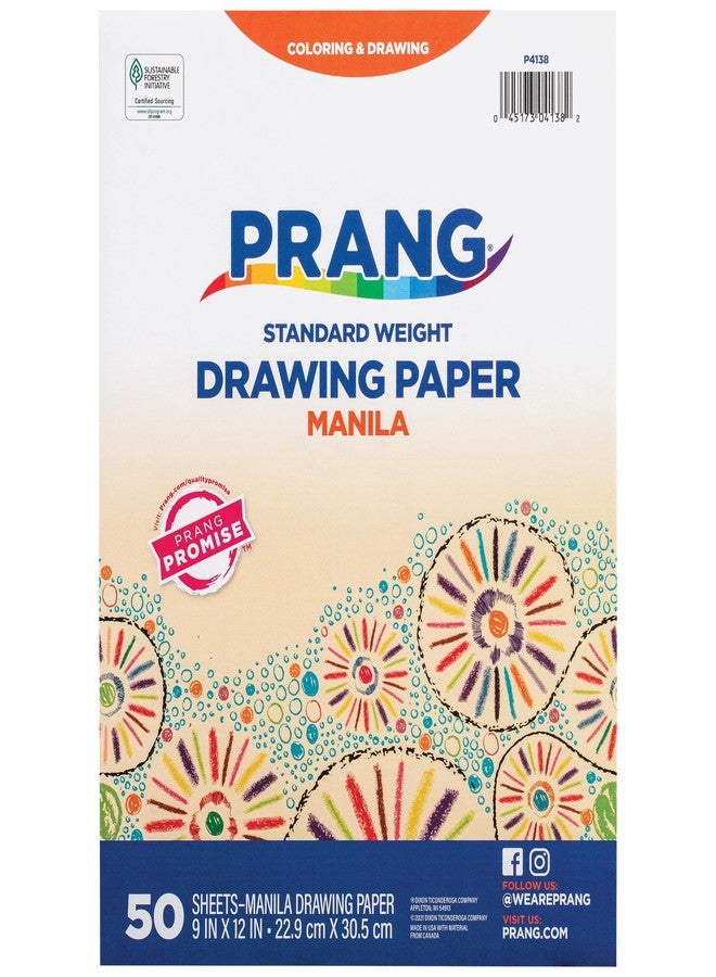 Prang (Formerly Art Street) Drawing Paper, Manila, Standard Weight, 9" x 12", 50 Sheets - Image 1