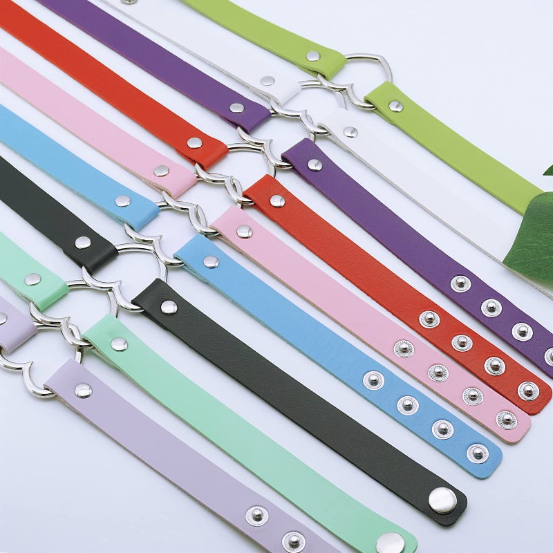ETHOON Love Heart Choker PU Leather Choker Necklace Goth Choker Collar Chain Green - Image 5