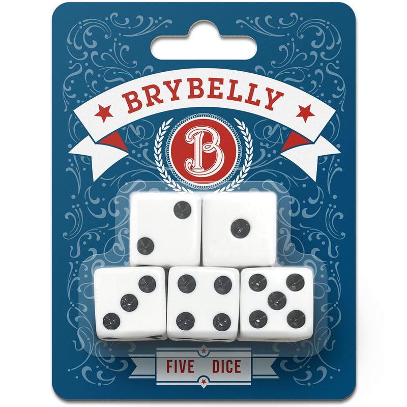 Brybelly Classic White Game Dice for Playing Board Games and Card Games 5Pack Set 16mm Regular Pipped SixSided Dice by Brybelly - Image 4