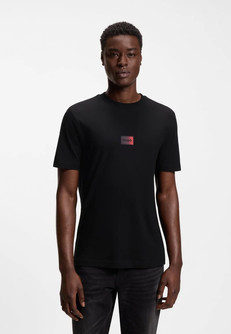 HUGO Cotton-jersey T-shirt with gradient logo label