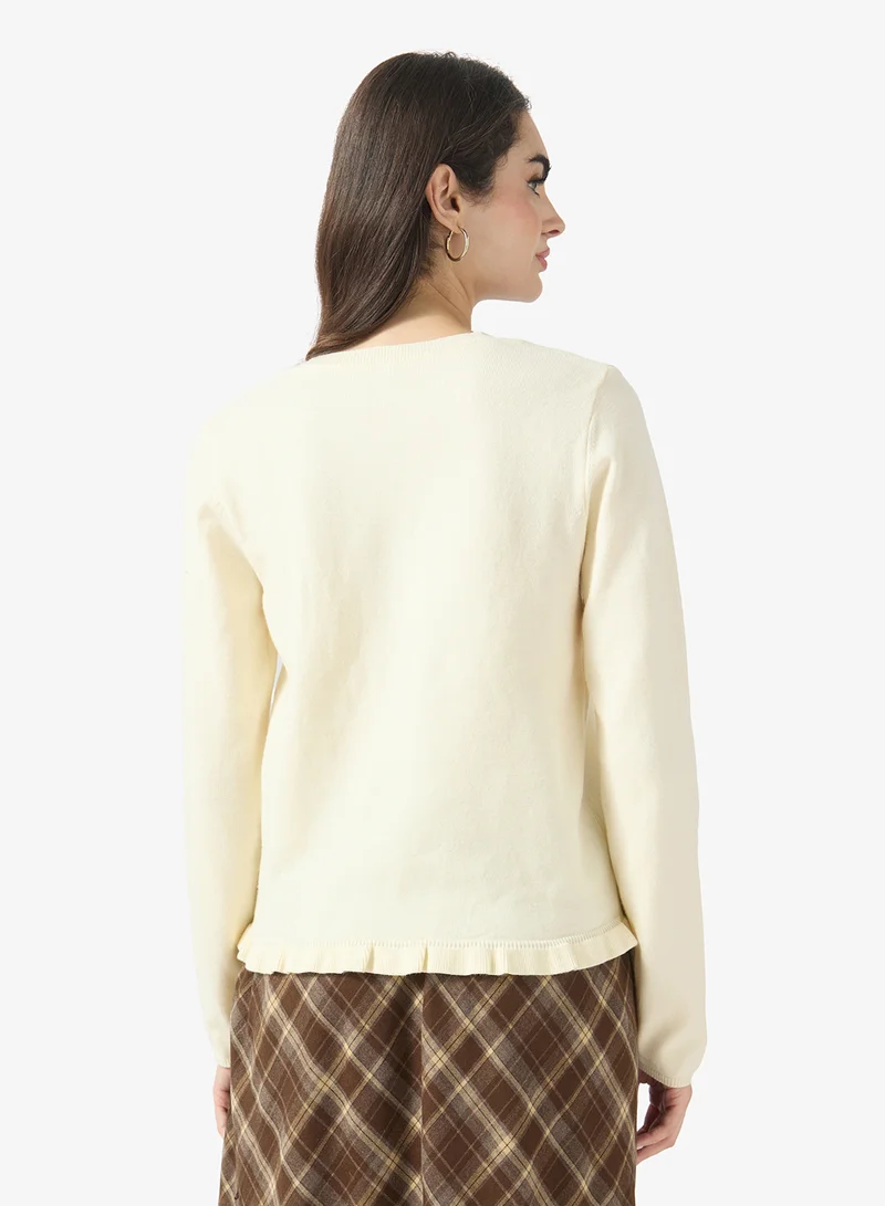 Only Casual Frill Buttoned Cardigan