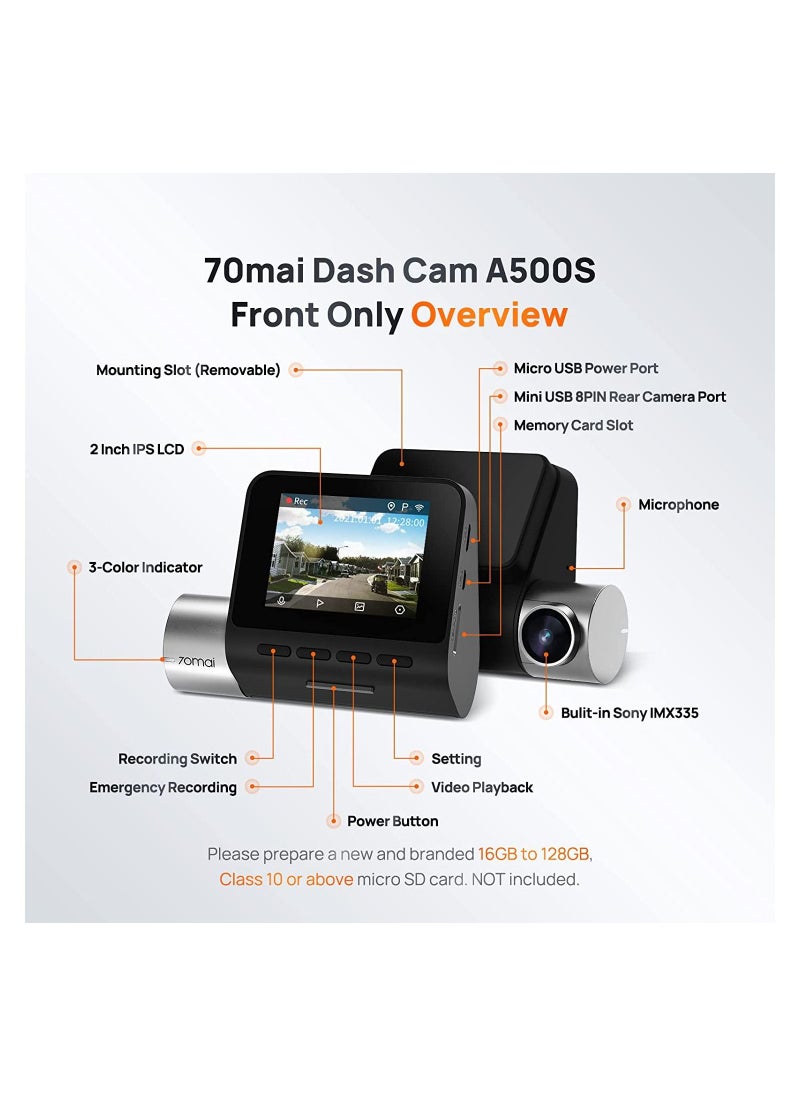 70mai - A500S Dash Cam Pro Plus with Rear Cam Set Night Vision - Image 1