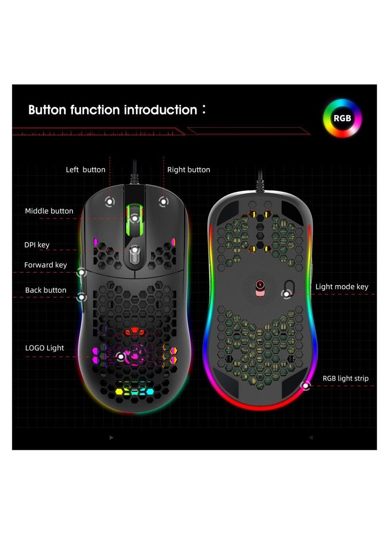 Generic - X600 USB Wired Supports Programming Honeycomb Light Macro Gaming Mouse - Image 1