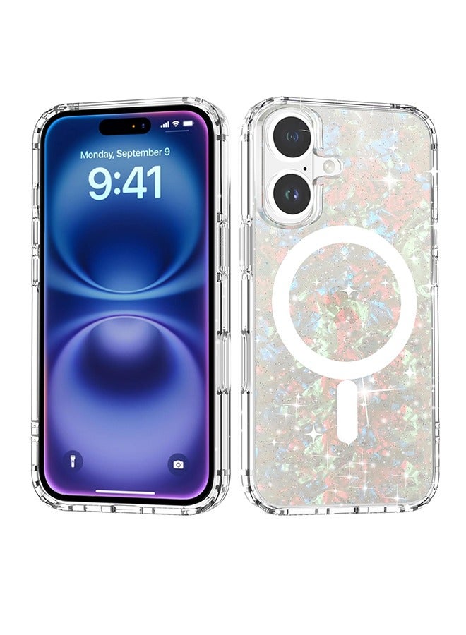 Sparkly Case for iPhone 16 , Compatible with MagSafe, Cute Glitter Pearl Design for Women and Girls, Hard PC Protective Luxury Shockproof Bumper Phone Case for iPhone 16 6.1-inch 2024, Colorful - Image 1