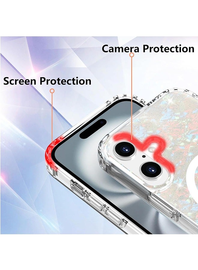 Sparkly Case for iPhone 16 , Compatible with MagSafe, Cute Glitter Pearl Design for Women and Girls, Hard PC Protective Luxury Shockproof Bumper Phone Case for iPhone 16 6.1-inch 2024, Colorful - Image 4