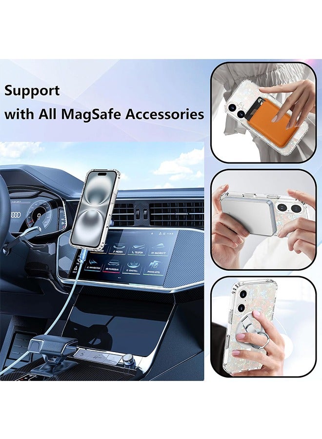 Sparkly Case for iPhone 16 , Compatible with MagSafe, Cute Glitter Pearl Design for Women and Girls, Hard PC Protective Luxury Shockproof Bumper Phone Case for iPhone 16 6.1-inch 2024, Colorful - Image 3