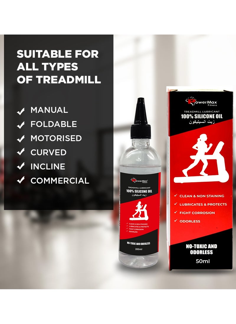 PowerMax Fitness PowerMax Fitness Multi-Purpose PMS-200 Silicone Oil Bottle 100% 200ml Pure Silicone Treadmill Belt Lubricant, Full Belt Width Lubrication, No Odor & No Propellants, Nozzle Cap for Easy Application  - Image 2